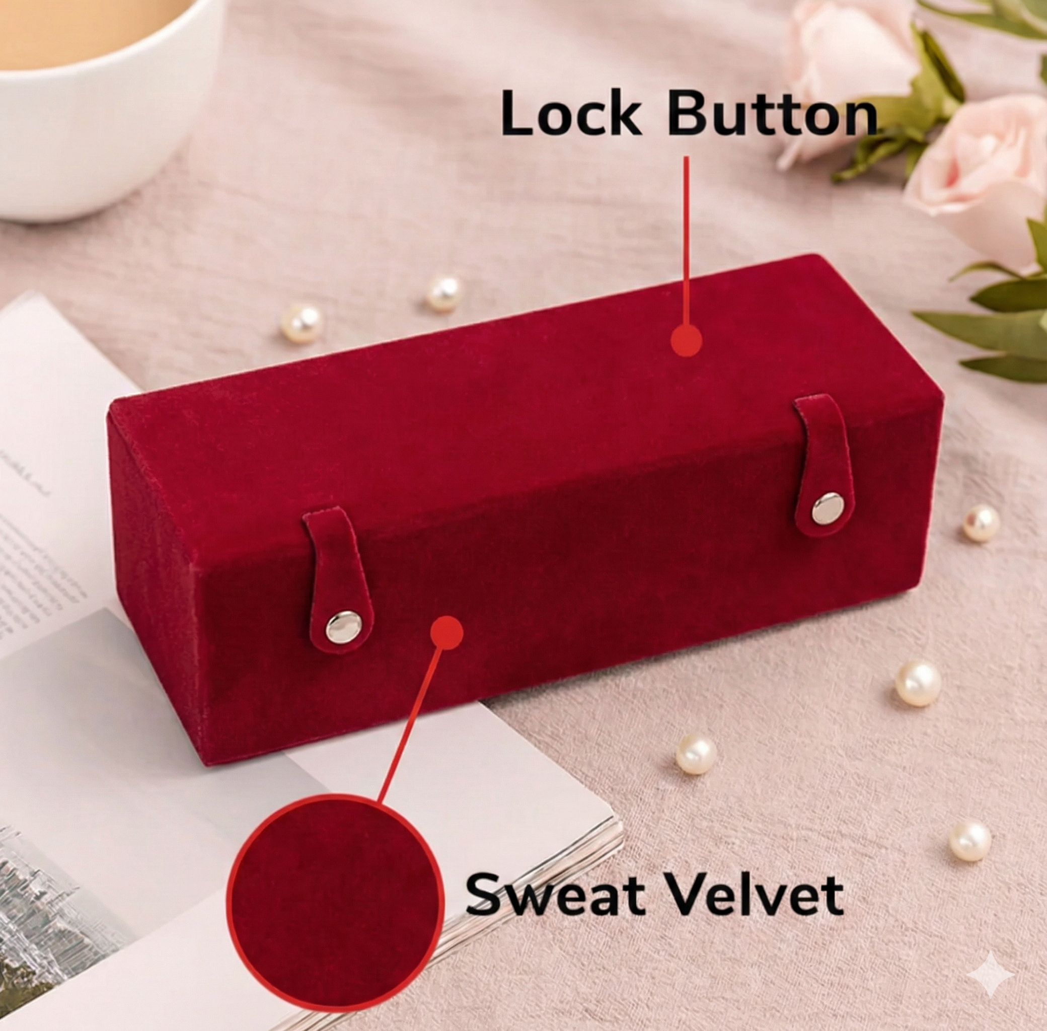 Maroon Velvet Earring Box Only - 12 Pair Organizer