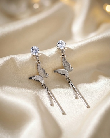 Silver butterfly earrings