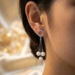 legant pearl drop earrings with silver finish. Lightweight, classy & perfect for parties, weddings & evening wear.