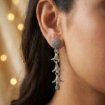 Oxidized Silver Long Drop Earrings for Women