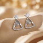 Silver geometric crystal drop earrings