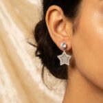 Silver star drop earrings