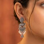 Oxidized Silver Elephant Design Jhumka