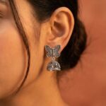 Oxidized Silver Butterfly Jhumka Earrings