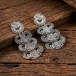 Oxidized Silver Filigree Drop Earrings for Women