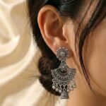 Oxidized Silver Statement Jhumka Earrings for Women
