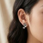 Oxidized silver flying bird stud earrings for women